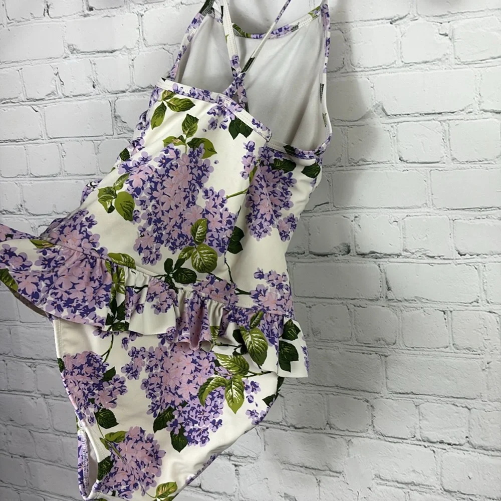 GYMBOREE Girl's Floral‎ Ruffle One Piece Splish Splash Swimsuit size 8
